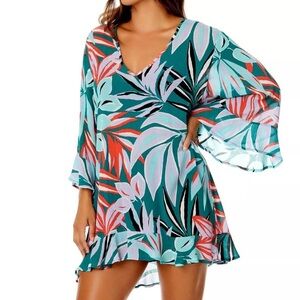 NWOT ANNE COLE Zesty Tropical Swimsuit Beach Coverup Size Medium/Large